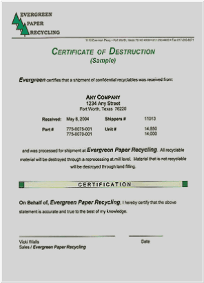 Destruction Certificate